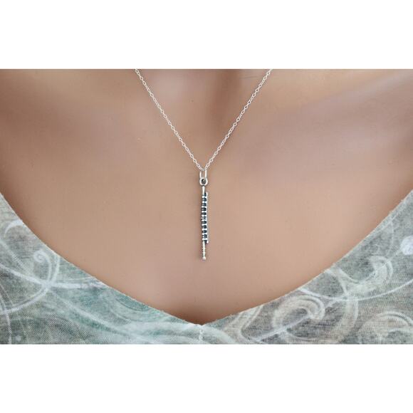Sterling Silver Flute Necklace - Picture 1 of 6